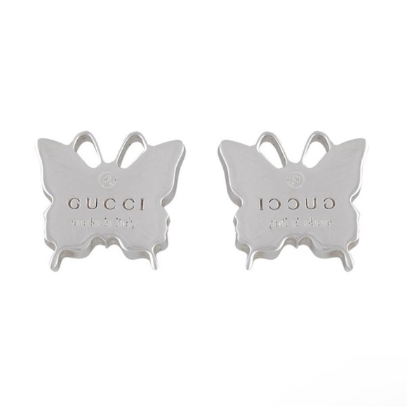 Gucci Sterling Silver Butterfly Trademark Logo Earrings - Picture 8 of 8